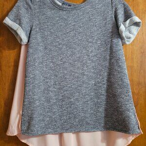 Market & Spruce Short Sleeve Top Gray and Pink Size M Comfort Casual